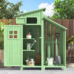 Apparaatschuur tuinkast gereedschapsschuur gereedschapskast, BxD: 124x46 cm, BxDxH: 124x46x174cm, ook geschikt voor kleine tuinen (houten hut, 1 stuk, tuinhuis) (groen)