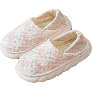 JadeRich Vrouwen Gewatteerde Antislip Katoenen Slippers Hiel-Covering Ademend Mesh Voering Huis Schoenen Polka Dots Slippers, roze, 2/3 UK