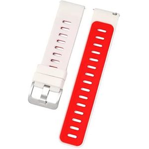 20 mm/22 mm heren vrouwen dubbele kleur siliconen sport waterdicht horloge reservearmband pols horloge accessoires, Wit met rode gesp, 20mm, strepen