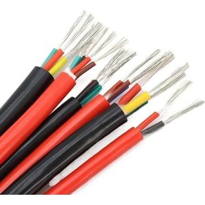 Elektrische kabel, elektrische draad 2 m 0,3 0,5 0,75 1 1,5 2 2,5 4 6 mm zachte siliconen rubberen kabel 2 3 4 6 flexibele koper geïsoleerde draden voor hoge temperaturen (kleur: rood, maat: vierkant