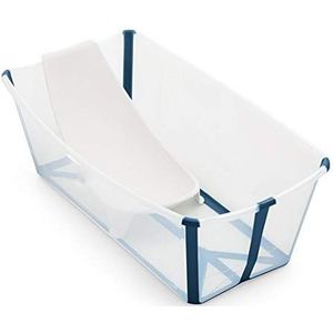 STOKKE® Flexi Bath® Bundle opvouwbare badkuip voor baby's en kinderen met houder voor pasgeborenen, kleur: transparant blauw