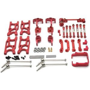 Afstandsbediening auto metalen upgrade onderdelen geschikt for Weili 144010 144001 02 124017-16-18-19(Red)