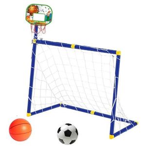 Harilla Basketbalring met voetbaldoel voor kindersportcentrum, draagbare opvouwbare 2-in-1 voetbaldoelbasketbalstandaard, Groente