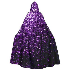 OdDdot Mooie paarse glitter print carnaval cape volwassen capuchon mantel heksenkostuum voor mannen en vrouwen cosplay kostuums