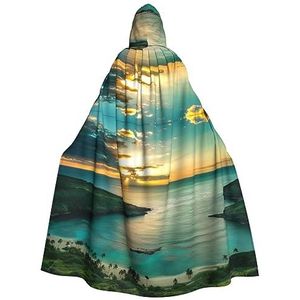 OPSREY Zonsopgang Over Hanauma Bay Oahu Hawaii Gedrukt Volwassen Hooded Poncho Volledige Lengte Mantel Gewaad Party Decoratie Accessoires