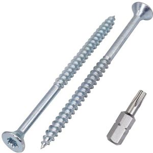 SKIR'CO (20 stuks) Verzinkte stalen houtschroeven 4,5 x 70 mm, Torx verzonken kopschroeven, spaanplaatschroeven, gedeeltelijk schroefdraad