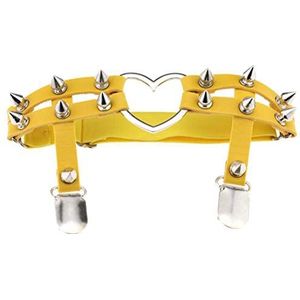 1x Vrouwen Lederen Dubbele Band Hart Kousenband Elastische Klinknagel Stud Been Jarretellegordel Riem,