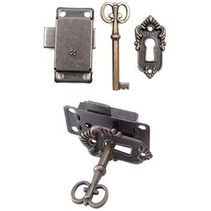 2 Stuks Antieke Bronzen Kast Lock Met Skeletten Sleutel Accessoire Draagbare Voor Vintage Stijlen Woondecoratie Gebruik