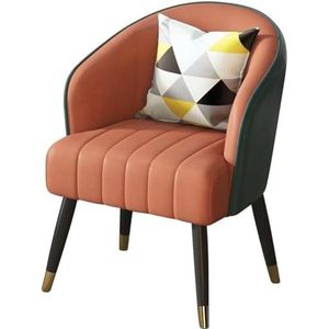 JAVYPPT Moderne rugleuningstoelen gestoffeerde gaststoel met kussens, fauteuil uit het midden van de eeuw voor woonkamer, kantoor, hotel, lobby, enkele sofa stoel met zijaccenten (oranje, zwarte