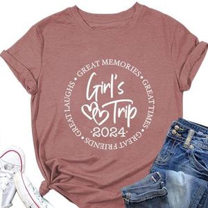 Meisjesreis 2024 Vrouwen Tees Shirt Liefde Hart Print Tops Korte Mouw Trui T-Shirt Zomer Camping T-shirts, Rose Goud 2, L