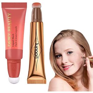 Blush Beauty Wand, Liquid Contour Beauty Wand, Highlighter Contour Blush met Kussenapplicator, Liquid Face Concealer Pen, (#2)