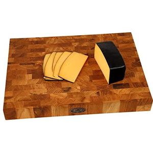 B4K® 37L x 27B cm hakblok van eiken eindhout | Eindhout snijplank met handgrepen en siliconen voetjes | Antibacteriële eindhouten snijplank | Eindhout | Keukenplank