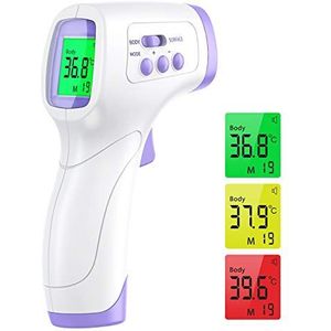 Wawech Infraroodthermometer voor volwassenen en kinderen, nauwkeurige onmiddellijke metingen Geen contact voorhoofd Thermometer pistool met 2 in 1 digitaal LCD-scherm voor lichaam of oppervlak