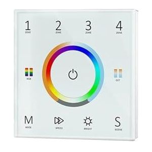 1 x 5-kanaals 512 RDM RGBCW led-decoder, DC12 V, 24 V, 48 V, 20,5 A, digitaal display, constante spanning, RGB+CCT lichtstrip (T15 W afstandsbediening)