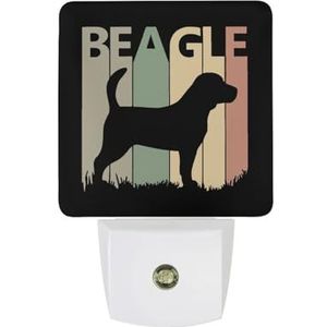 Beagle Hond Silhouet Warm Wit Nachtlampje Plug In Muur Schemering naar Dawn Sensor Lichten Binnenshuis Trappen Hal