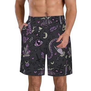 Kleurrijke Papegaaien Op Boom Print Heren Zwemplank Shorts Zwembroek Trunks Badmode Sneldrogende Surfen Strand Essentiële Zomer, Paars Zwarte Goth Spooky, 3XL