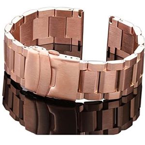 Roestvrij Stalen Horloge Band Strap Vrouwen Mannen Metalen Horlogeband 18mm 20mm 22mm 24mm Accessoires Zilver rose Goud Zwart (Color : Rose Gold, Size : 20mm)