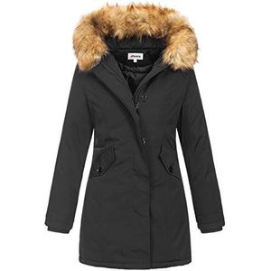 Elara Dames Jas Winter Parka Imitatiebont Chunkyrayan EF19037 Black 34 (XS)