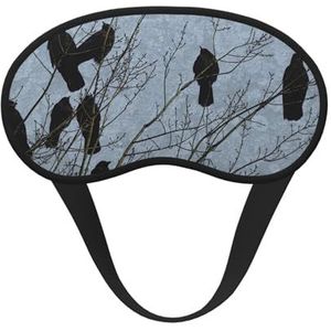 WSHFFILO Black Crow Birds Printed Blackout Sleep Mask Travel Eye Mask
