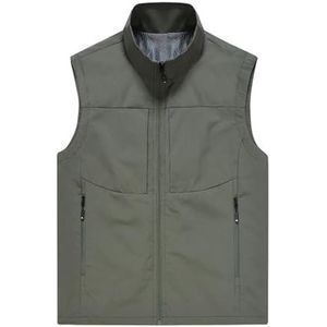 Pegsmio Outdoor Vest Voor Mannen Effen Kleur Slim-Fit Big Pocket Jas Vest, Wit, 4XL