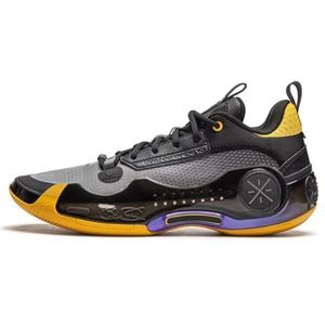 LI-NING Way of Wade 10 & 11 Heren Basketbalschoenen Voering Antislip Professionele Schokabsorptie Sneakers Sportschoenen, Zwart Geel, 42 EU