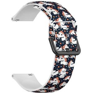 RYANUKA Compatibel met Fossil Gen 5 Carlyle/Julianna/Garrett HR, Q Explorist Gen 4/3, Sport 43 mm, Gen 5E 44 mm, (schattige eenhoorns wenskaart) 22 mm zachte siliconen sportband armband band