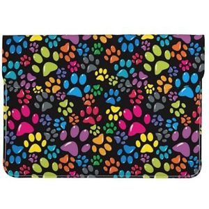 Kleurrijke hond poot, lederen laptop mouw, notebook tas laptop case sleeve tablet aktetas