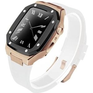 OFWAX Roestvrij stalen horlogekast riem modificatiekit, voor Apple Watch Band 9 8 7 6 5 4 SE 44 mm 41 mm 45 mm serie horloge vervangen upgrade siliconen band metalen behuizing, 45MM, agaat