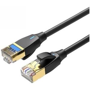 C-AT8 E-/thernet-kabel 40 Gbps 2000 MHz C-AT 8 Netwerken Katoen Gevlochten Internet Lan-snoer Geschikt Fit Compatible Lap/tops P-/S 4 Router RJ45-kabel (Color : IKI Cat8 Black Round, Size : 0.5m)