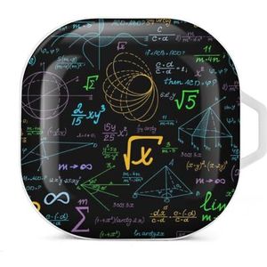 Wiskundige veelkleurige formules en berekeningen oordopjes hoesje compatibel met Samsung hard shell beschermhoes wit stijl