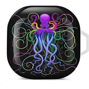 Elegante gekleurde elegante octopus oordopjes hoesje compatibel met Samsung hard shell beschermhoes witte stijl