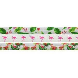 2 Yard 5/8"" 15mm Uil Flamingo Leopard Rose Flower Cherry Print Vouw over elastische Spandex Band Jurk Naaien Trim-1 Yard per kleur H