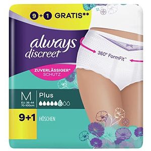 Always Discreet incontinentiebroekje Plus voor vrouwen, M, 10 slipjes, voorkomt lekken en geurtjes, aangenaam en nauwelijks voelbaar