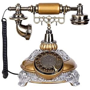 VDLLQYN, Antieke telefoon Europese telefoon Amerikaans huis Vast kantoor Antieke retro telefoon Vaste lijn Hoge temperatuur waterdicht Galvaniseren ，Antieke telefoon(Gold)