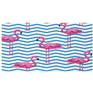 VAPOKF Flamingo's op blauwe chevron keukenmat, antislip wasbaar vloertapijt, absorberende keukenmatten, lopers voor keuken, hal, wasruimte
