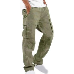 Cargobroek Heren Baggy Elastische Taille Vrijetijdsbroek Streetwear Met Zakken Herenbroek Casual Jogger Sportbroek Vrijetijdsbroek Cargo Chino Jeansbroek, S-5XL(Color:Green,Size:3XL)