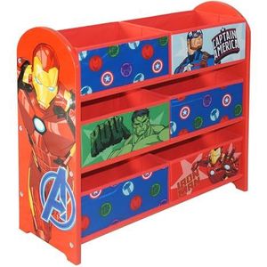 Disney Marvel Avengers Toy Storage Unit: 6-Box Organizer voor Slaapkamer - Gemaakt van Engineered Hout/Stof/Metaal - Eenvoudige Montage en Reiniging