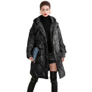 WMMNHY Dames verdikt donsjack Middellange broodkleding Koreaanse versie van los winterwarm wit eenddonsjack(Small)