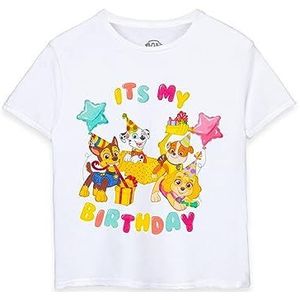 Paw Patrol Kids Wit T-shirt met korte mouwen | Vier het in puptastische stijl - Doe mee met het plezier | Het is mijn verjaardag - Let's Paw-ty - 5-6 jaar