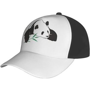 Honkbalpet, schattige panda-bedrukte verstelbare gesp ontwerp honkbalpet, unisex, trendy, streetwear stijl voor sport buiten, Zwart, Eén Maat