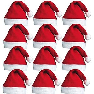 12 stuks kerstmutsen - kerstfeest hoeden verkleden kerstmutsen of kerstmankostuum - vader kerst rode kerst kerstmuts leuke kersthoeden - kerstmuts voor Kerstmis kantoor feest kerstmuts bulk