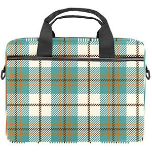 Zebra op Party Laptop Schouder Messenger Bag Crossbody Aktetas Messenger Sleeve voor 13 13.3 14.5 Inch Laptop Tablet Beschermen Tote Bag Case, Groen Buffalo geruite tartan patroon, 11x14.5x1.2in /28x36.8x3 cm