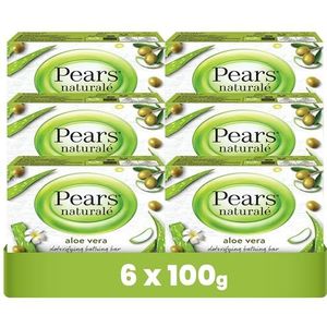 Pears Naturalé Zeepstuk, aloë vera badzeep met glycerine, zachte reiniging voor de dagelijkse stralende huid, ideaal voor vochtverzorging van gezicht, lichaam en handen, 100 g (verpakking van 6 stuks)