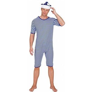 Badpak blauw wit gestreept Gr. XL eendelig