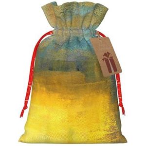 Kerst Drawstrings Gift Bags Grijs En Geel Abstracte Kunst Schilderen Print Kerst Jute Zakken Herbruikbare Gift Zakken Xmas Present Zakken Voor Kerst Thanksgiving Party