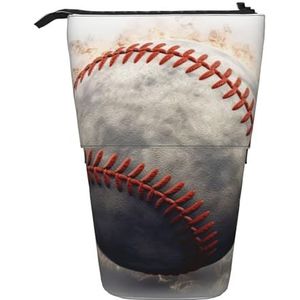 LHBWCVN honkbal Cosmetica Tas Staande Potlood Case Telescopische Potlood Tas Draagbare Potlood Houder Leuke Stand Up Potlood Pouch voor Vrouwen Mannen Reizen Coin Pouch Purse