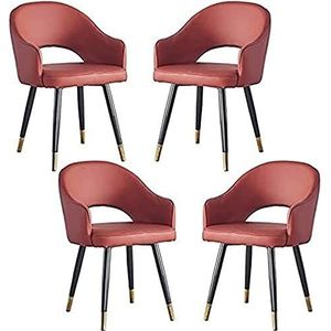 GEIRONV Keuken eetkamerstoel set van 4, moderne fauteuil leer hoge rugleuning zachte zitting woonkamer slaapkamer appartement eetkamerstoel Eetstoelen (Color : White Red, Size : 85 * 45 * 48cm)