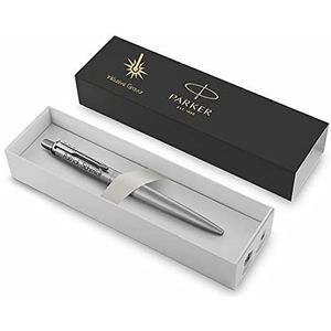 Parker Jotter XL Monochrome balpen met gravure, premium pen, geschenkdoos, blauwe inkt, elegant, gepersonaliseerd cadeau, naam, gegraveerd, verjaardag, idee (zilver)