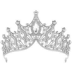 Kroon haarband zendspoel, prinses kroon hoofdband for vrouwen, meisjes, bruiden, bruiloft, prom, verjaardagsfeestje (Color : White)