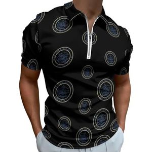 Coat Arms of Palau Half Zip-up Polo Shirts Voor Mannen Slim Fit Korte Mouw T-shirt Sneldrogende Golf Tops Tees 4XL